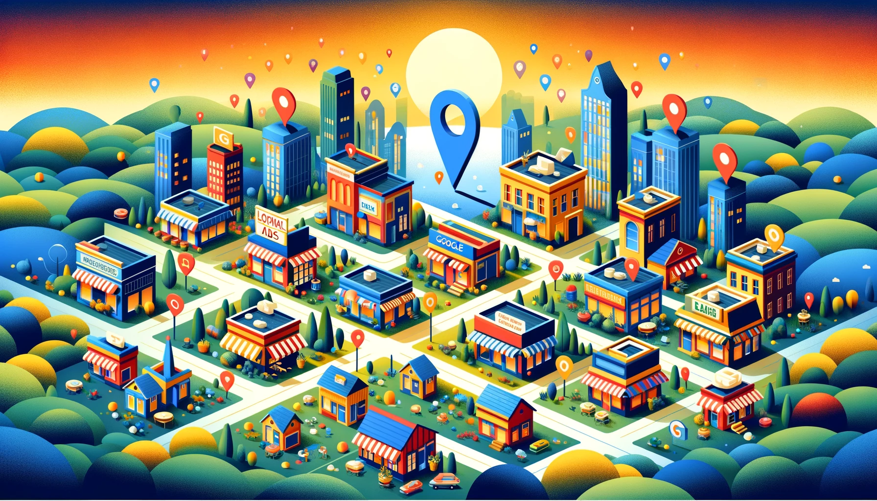 Vibrant local business district benefiting from Google Local Service Ads